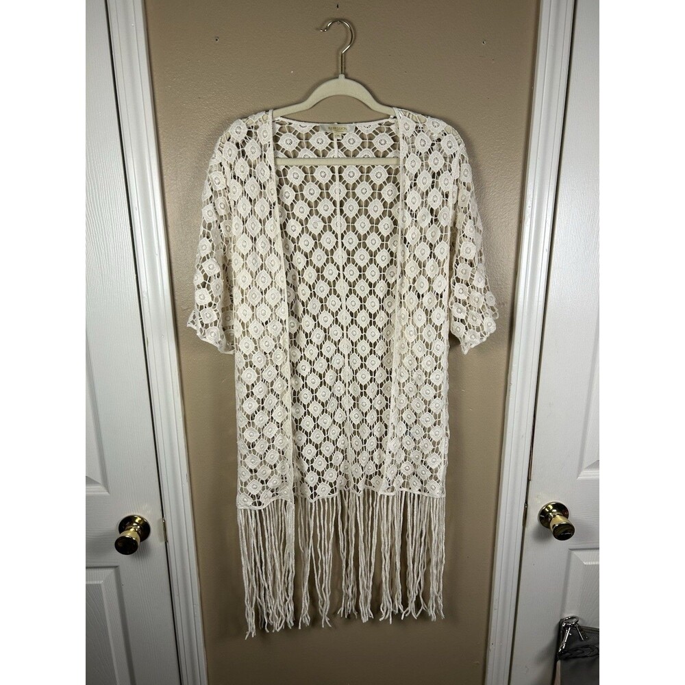 Rebellion Again Crochet Kimono Y2K Cardigan XS Coastal Cowgirl Boho